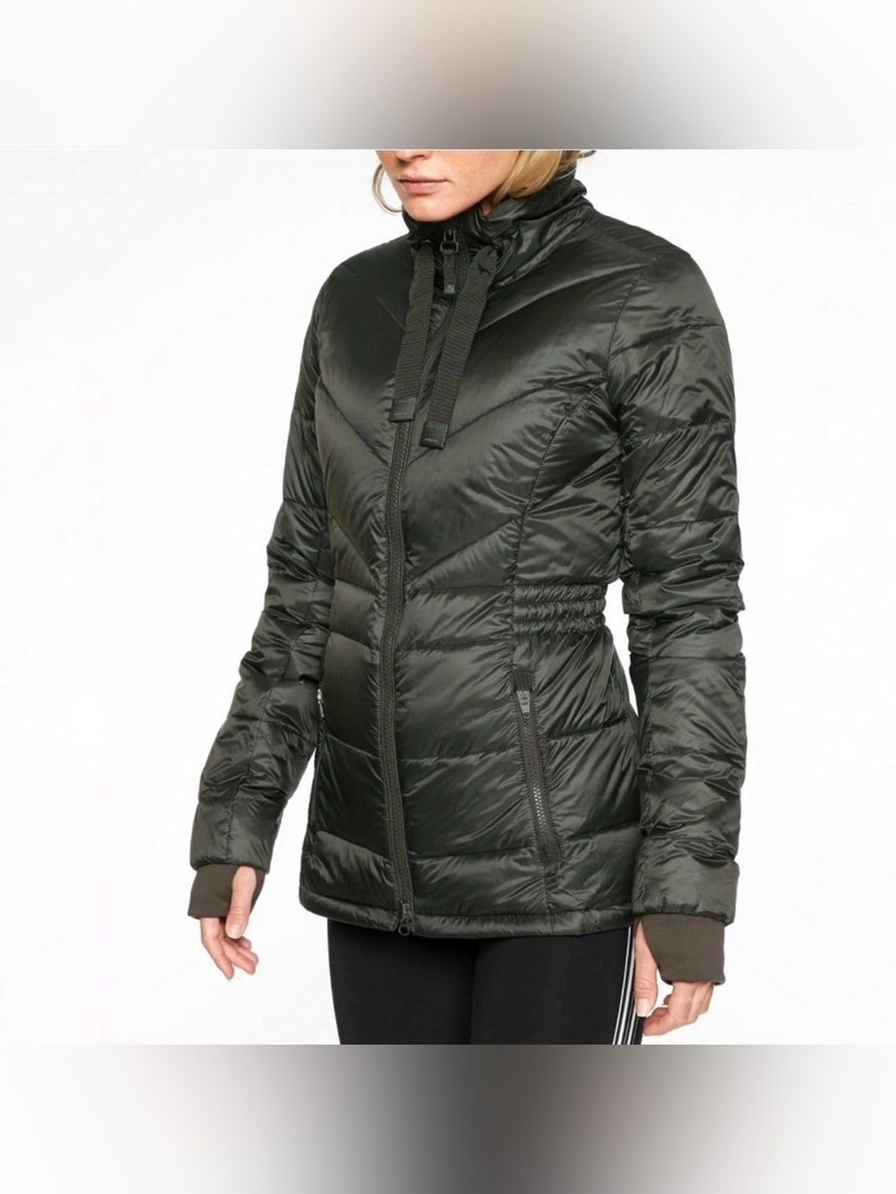 Athleta Banner Peak Down Jacket Arbor Olive Puffer Coat XXS